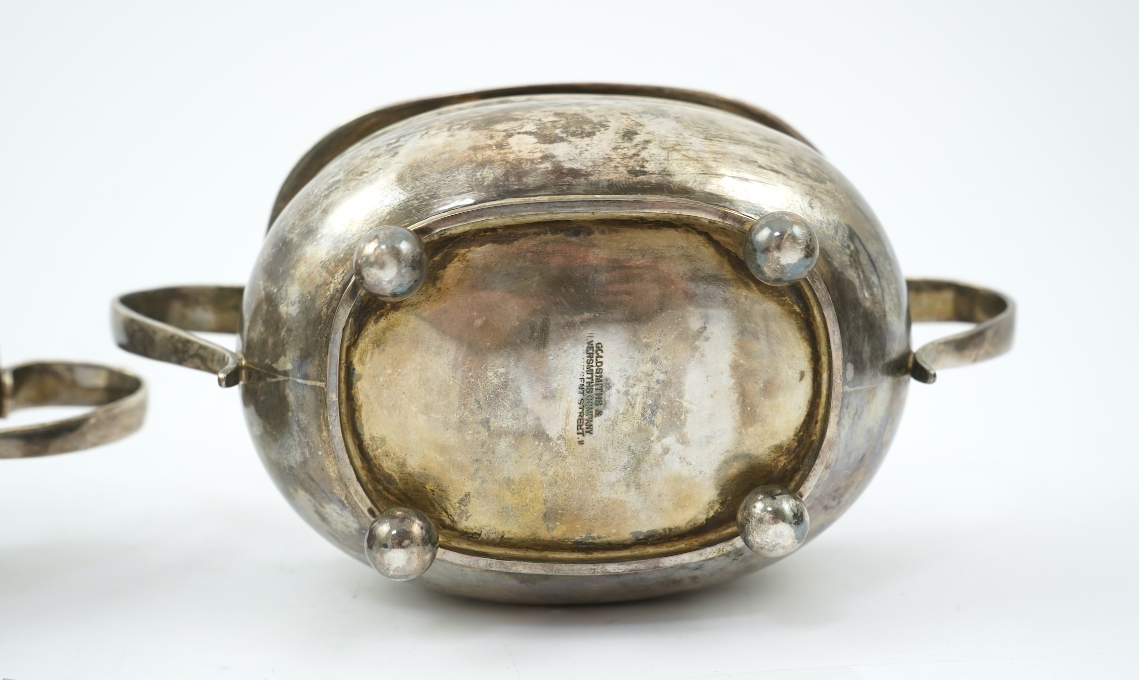 A George V silver four piece tea set, by The Goldsmiths & Silversmiths Co Ltd